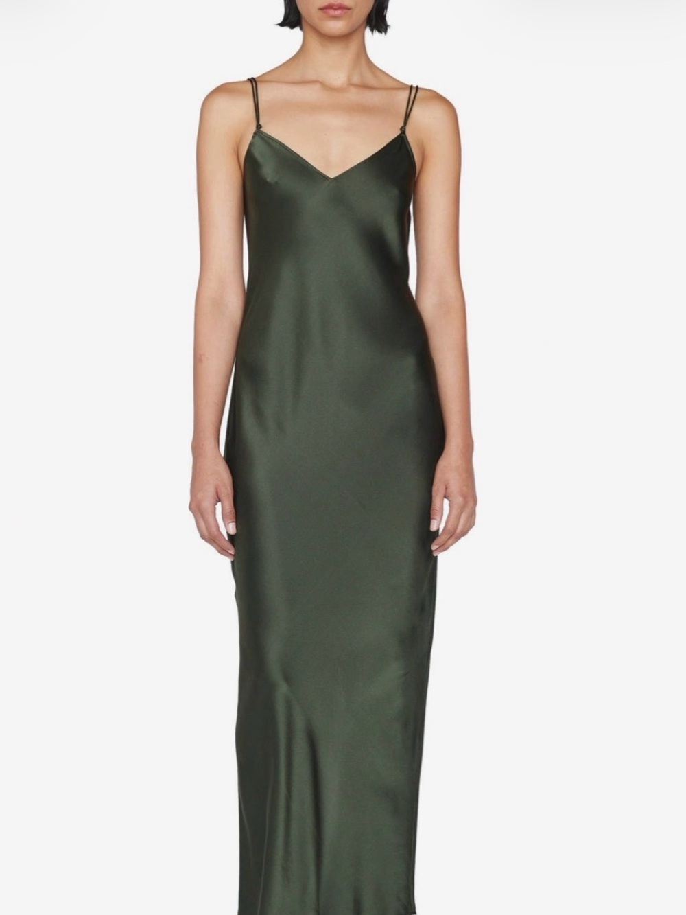 FRAME Silk Maxi Slipdress - OLIVE